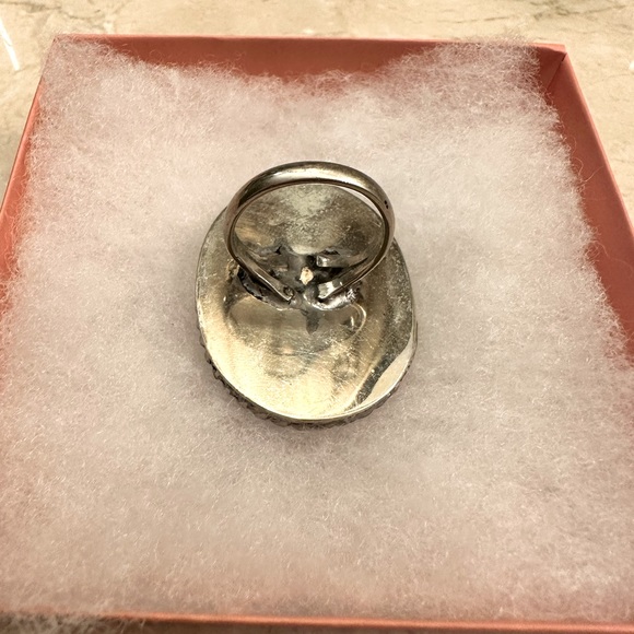 GORGEOUS BIG MEXICAN SILVER STONE STATEMENT RING - Picture 5 of 5